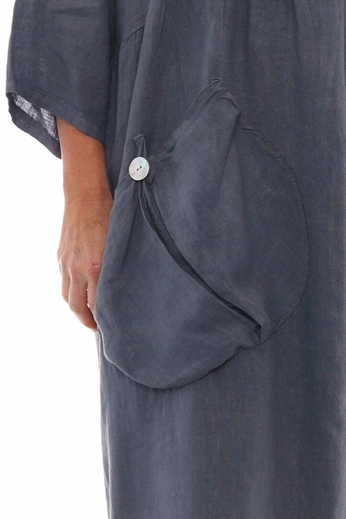 Keswick Pocket Linen Dress Mid Grey - Image 4