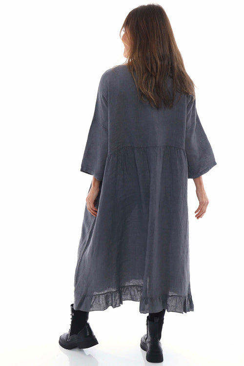 Keswick Pocket Linen Dress Mid Grey - Image 6