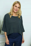 Maya Linen Top Charcoal