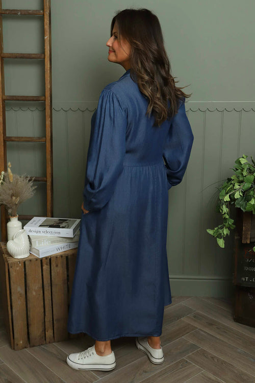 Helenton Button Dress Mid Denim - Image 4