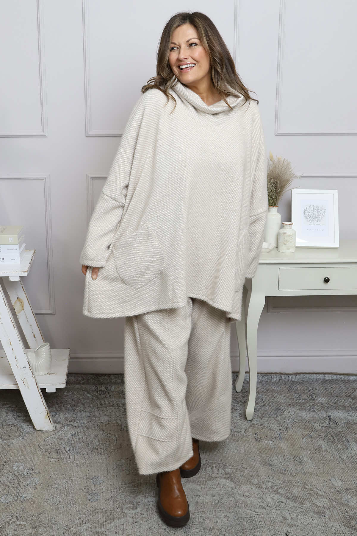 Luma Cowl Neck Jumper Stone