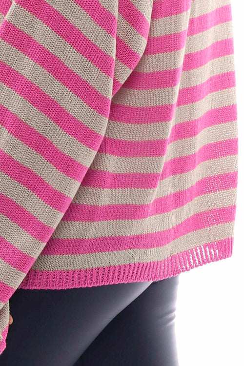 Reine Stripe Knitted Top Fuchsia/Stone - Image 2