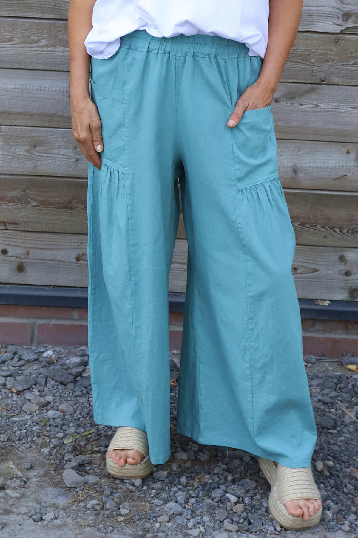 Aitana Pocket Linen Trousers Sage Green