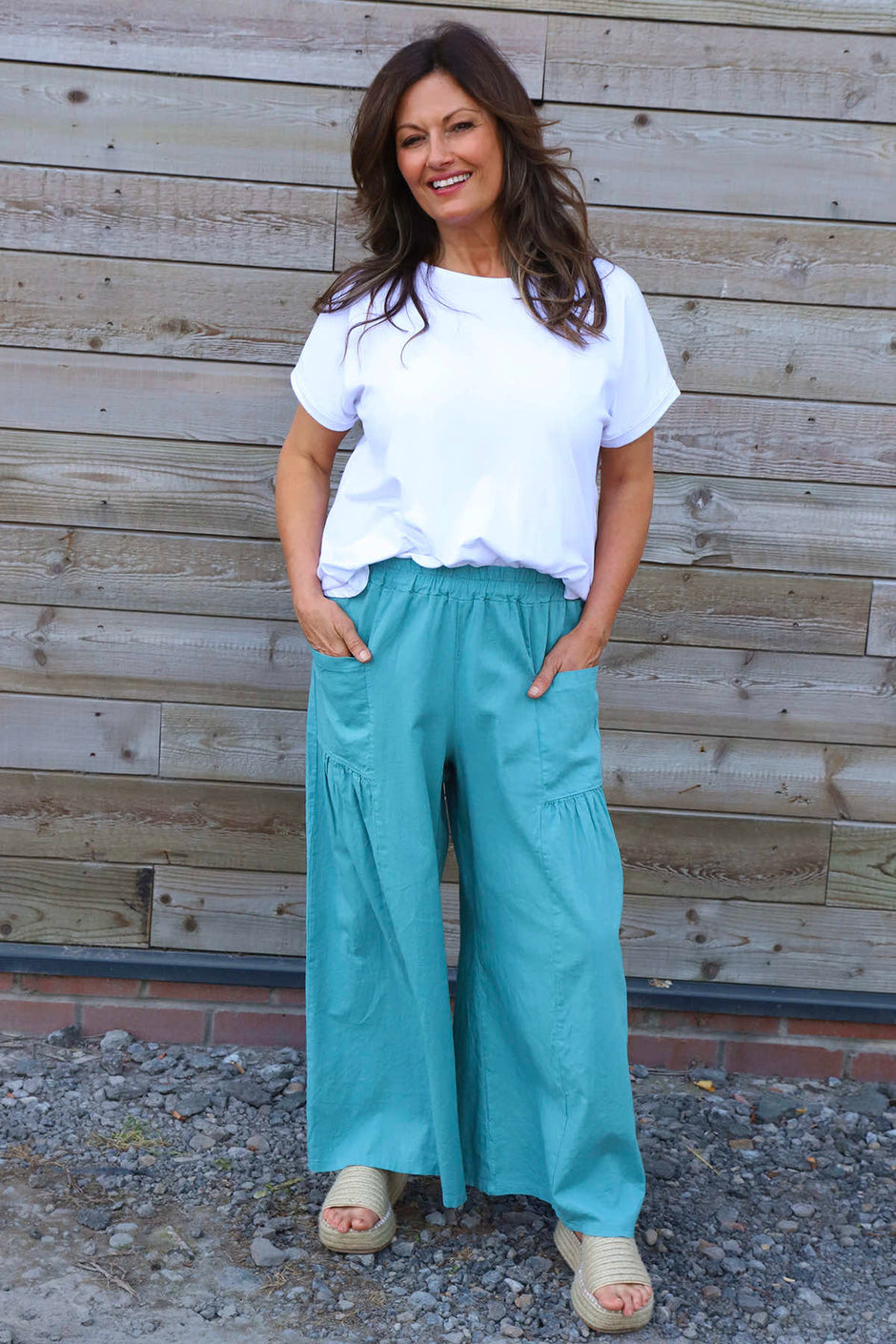 Aitana Pocket Linen Trousers Sage Green