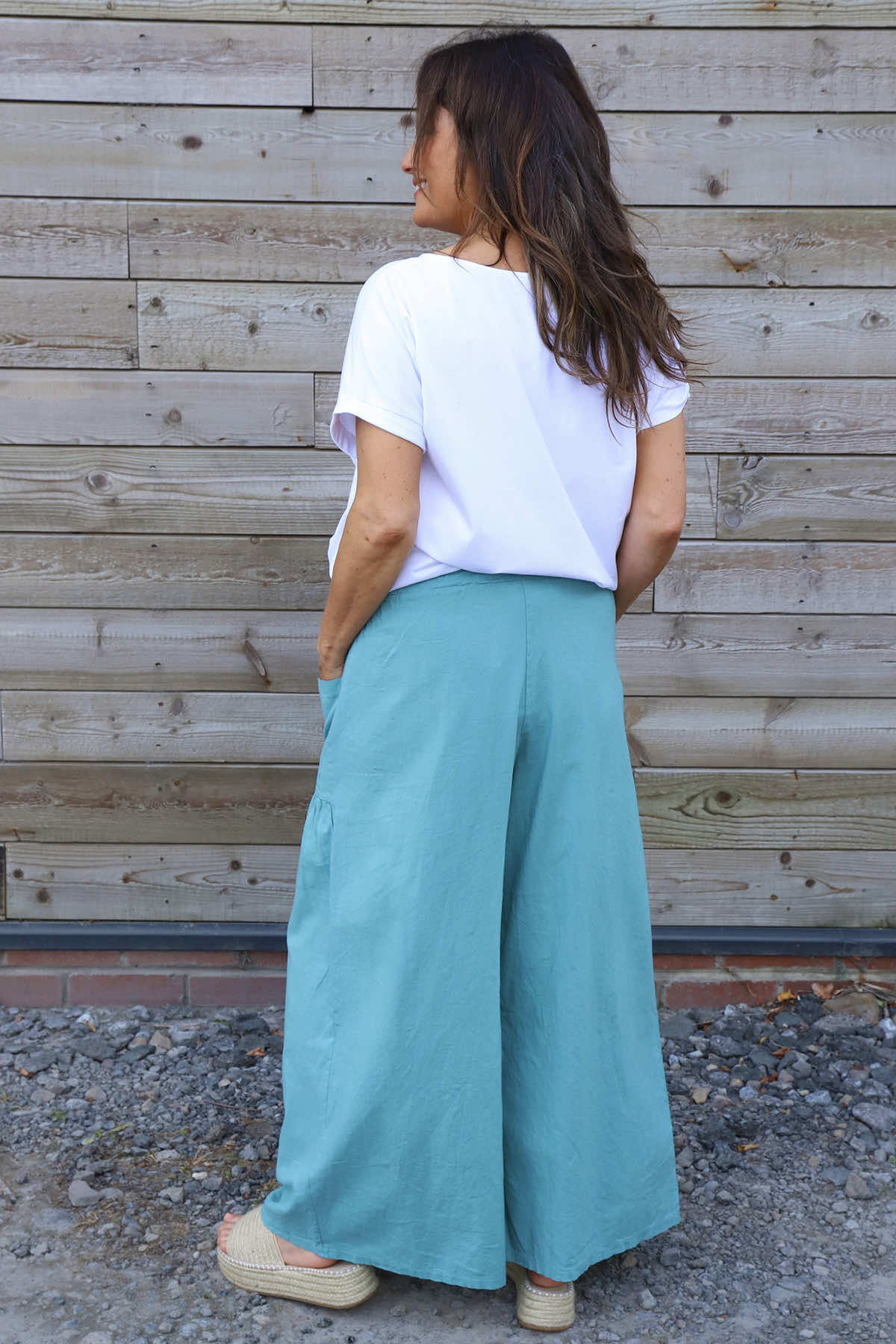 Aitana Pocket Linen Trousers Sage Green
