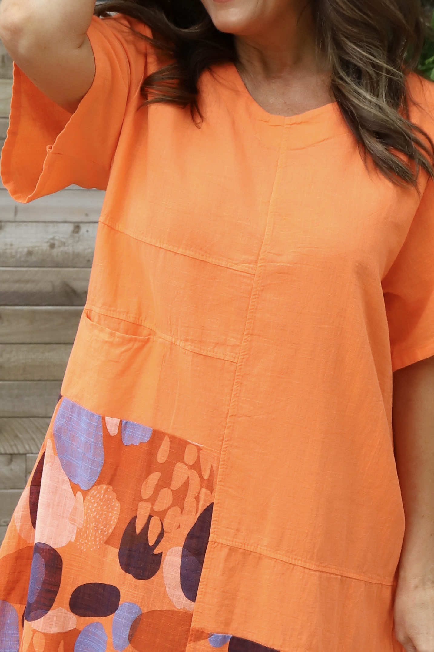 Sorrento Print Linen Dress Orange