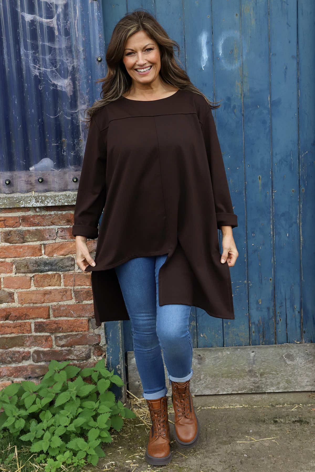 Glenda Asymmetrical Top Cocoa
