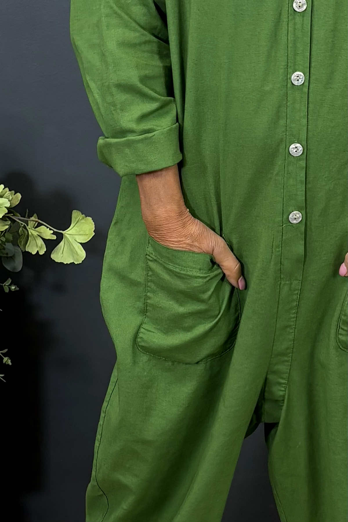 Paulton Linen Boilersuit Olive