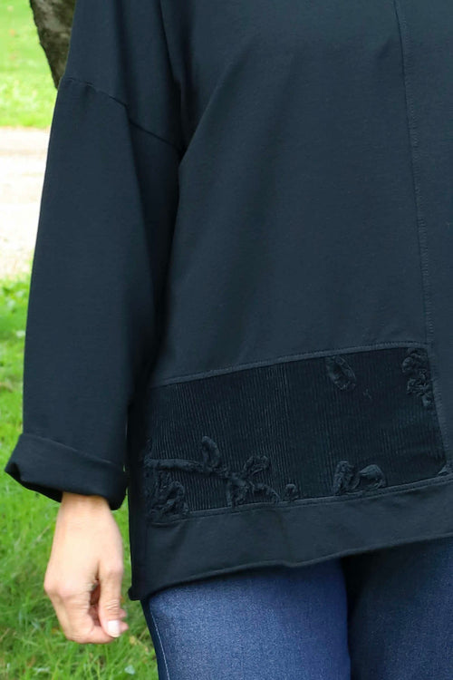 Louise Cord Patch Cotton Top Black - Image 3