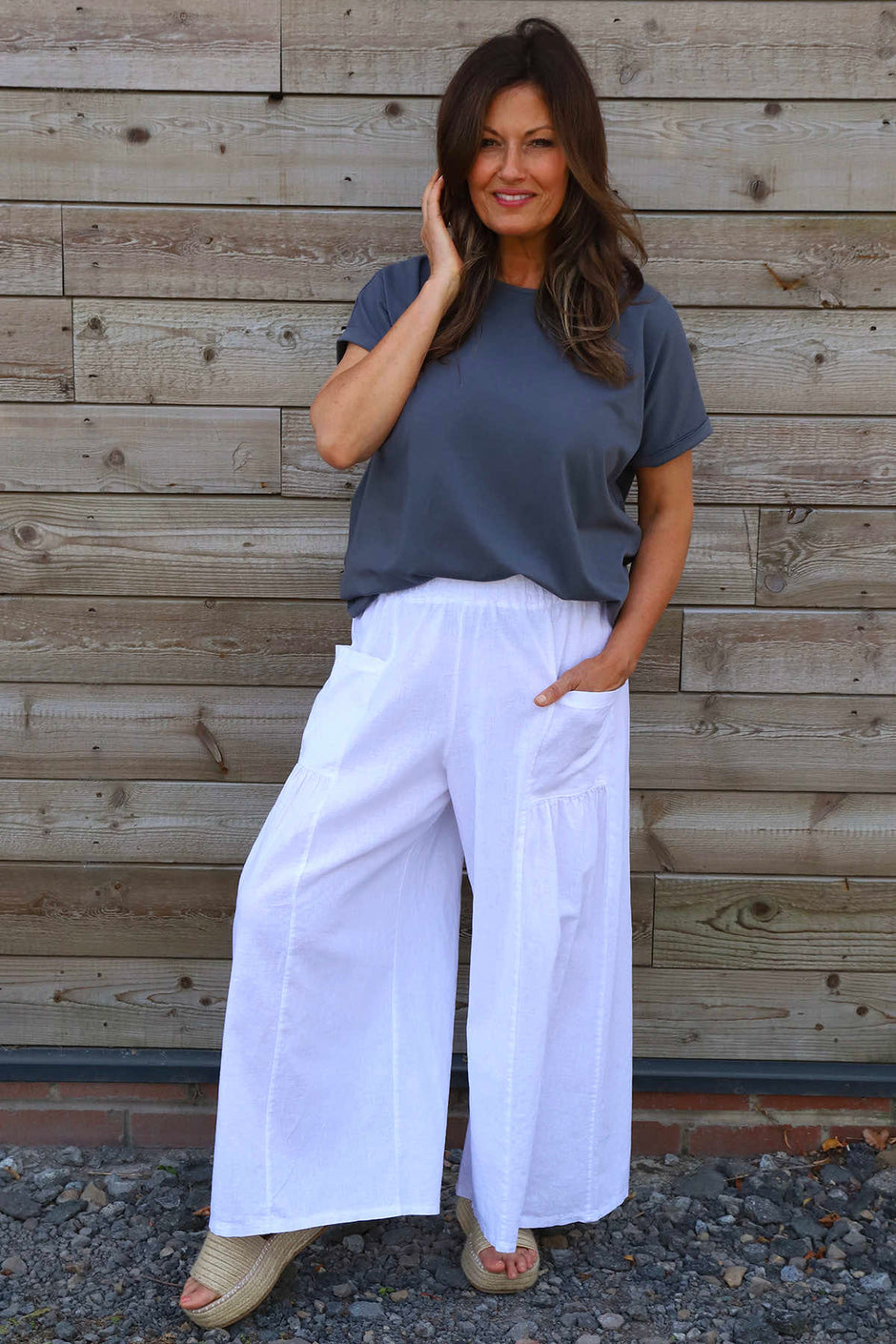 Aitana Pocket Linen Trousers White