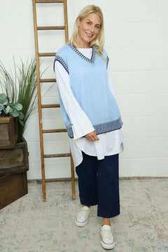 Jovita Fine Knit Tank Top Powder Blue