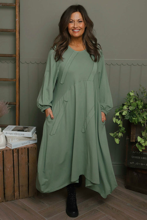 Netta Cotton Dress Sage Green - Image 1