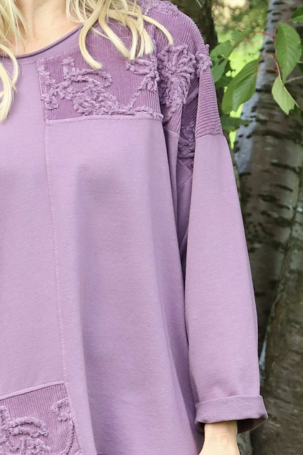 Louise Cord Patch Cotton Top Purple