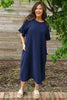 Fernanda Back Detail Linen Dress Navy