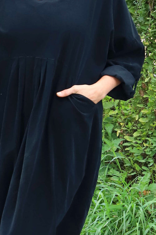 Dinah V-Neck Needlecord Dress Black - Image 3