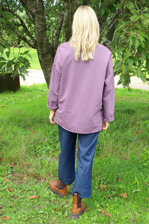 Louise Cord Patch Cotton Top Purple - Image 4