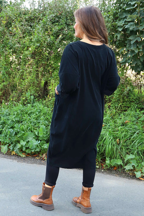 Dinah V-Neck Needlecord Dress Black - Image 4