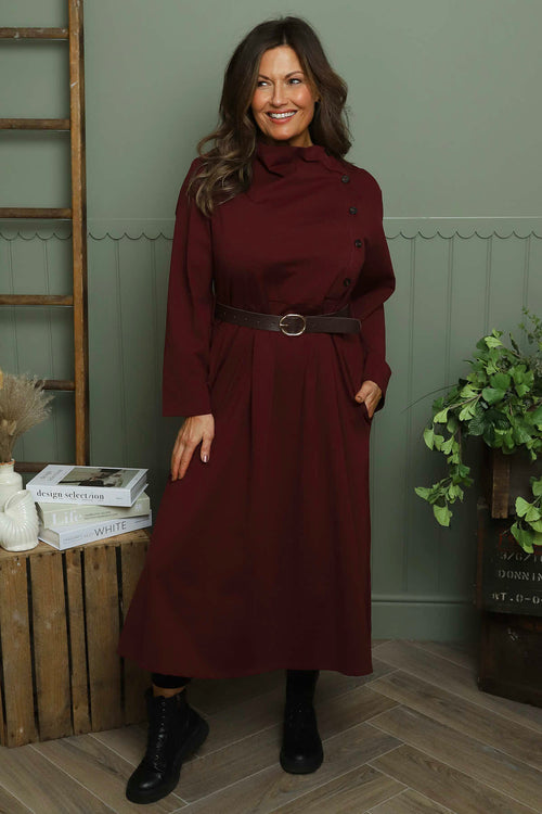 Eudora Belted Dress Wine - Image 2