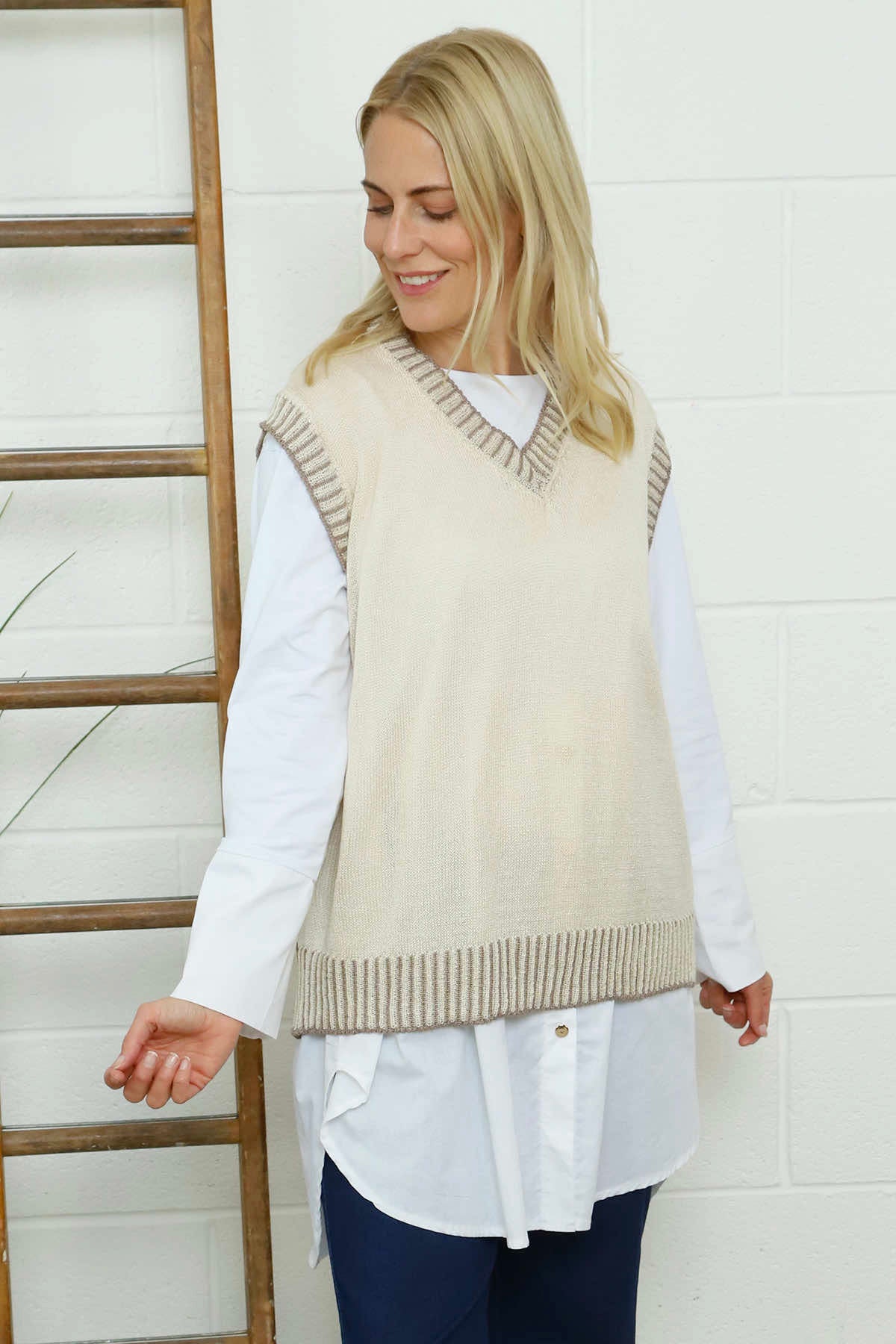 Jovita Fine Knit Tank Top Stone