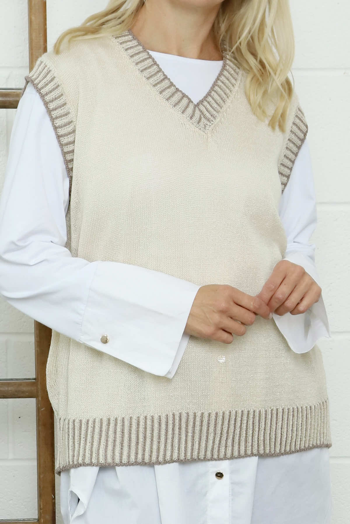 Jovita Fine Knit Tank Top Stone