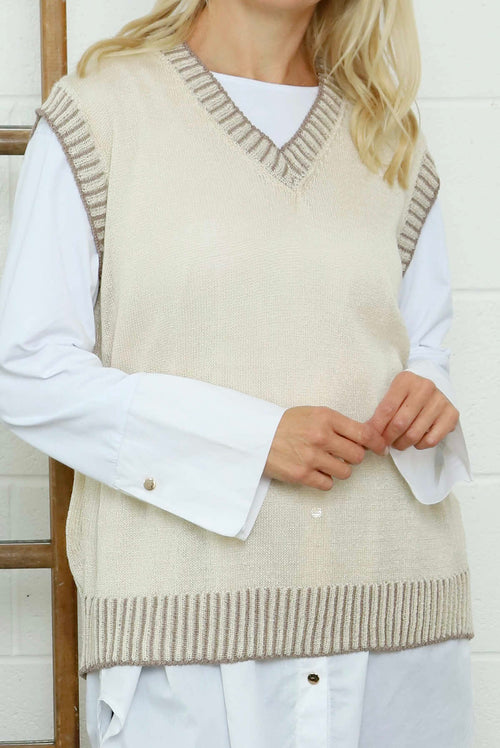 Jovita Fine Knit Tank Top Stone - Image 3