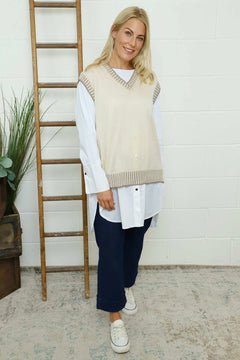 Jovita Fine Knit Tank Top Stone