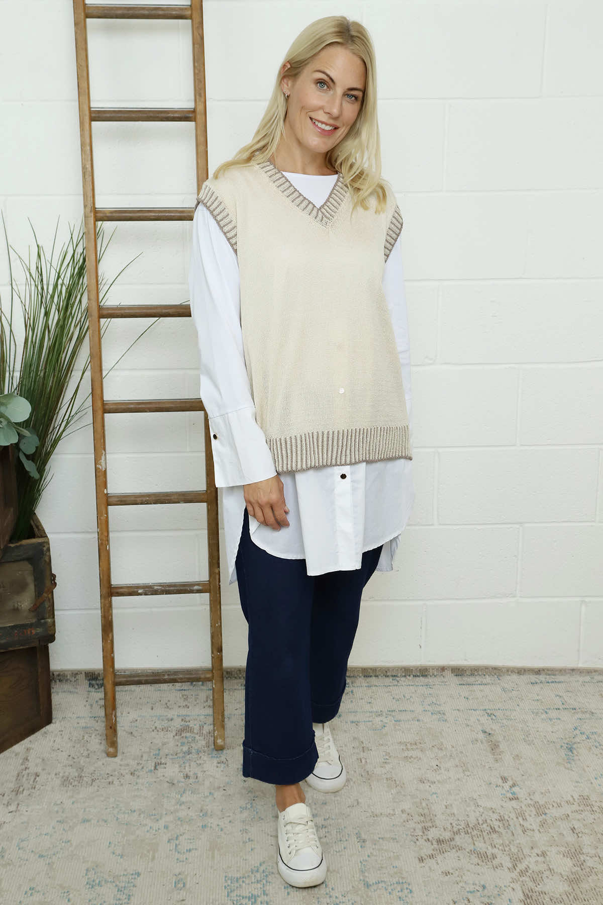 Jovita Fine Knit Tank Top Stone