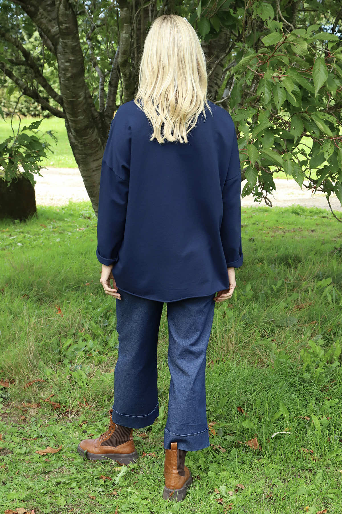 Louise Cord Patch Cotton Top Navy