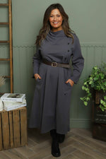 Eudora Belted Dress Mid Grey Mid Grey - Eudora Belted Dress Mid Grey