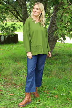 Louise Cord Patch Cotton Top Olive