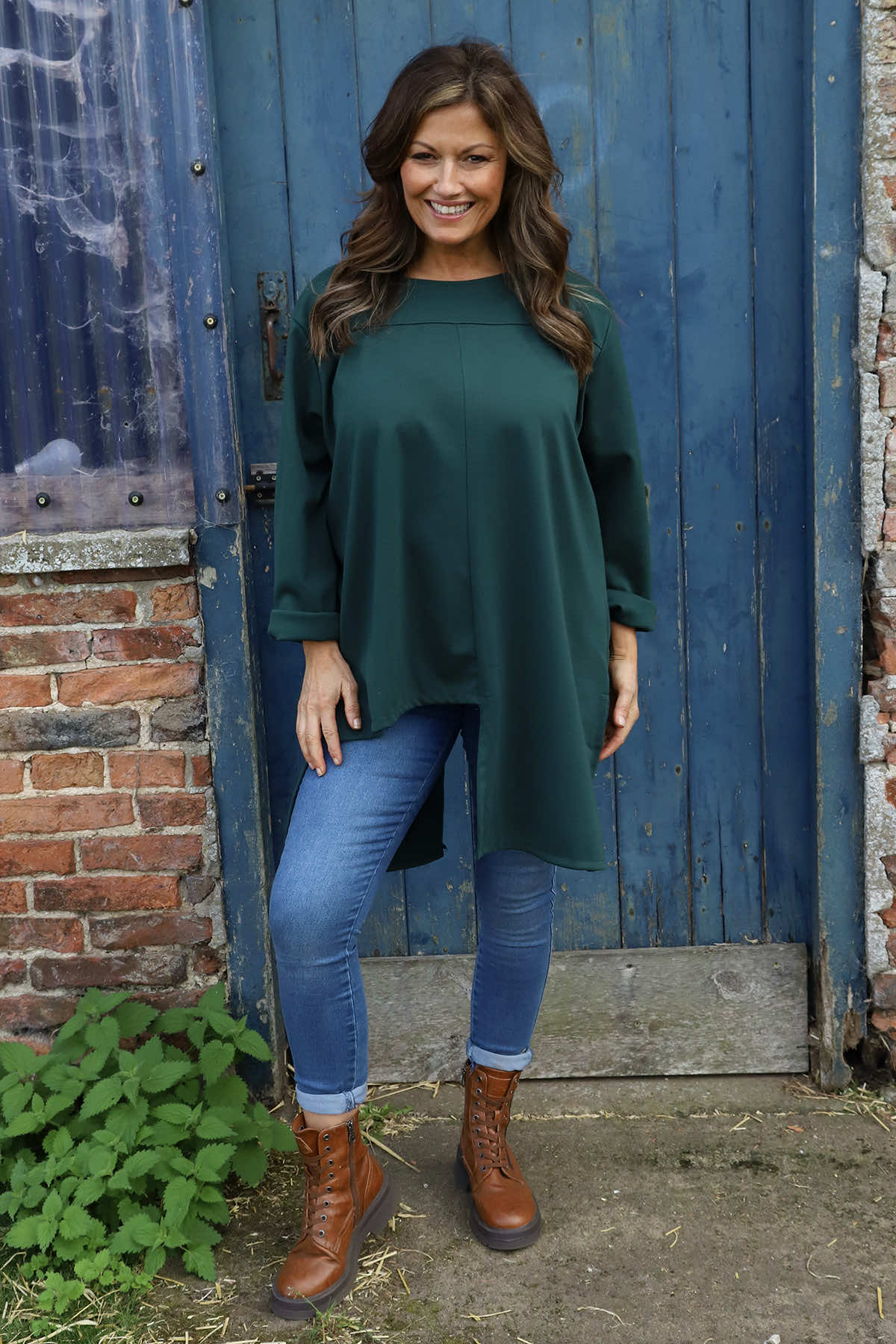 Glenda Asymmetrical Top Bottle Green