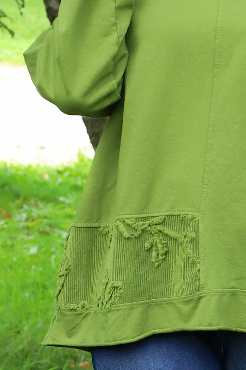 Louise Cord Patch Cotton Top Olive - Image 3