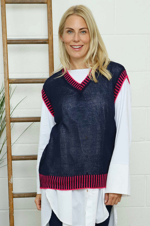 Jovita Fine Knit Tank Top Navy