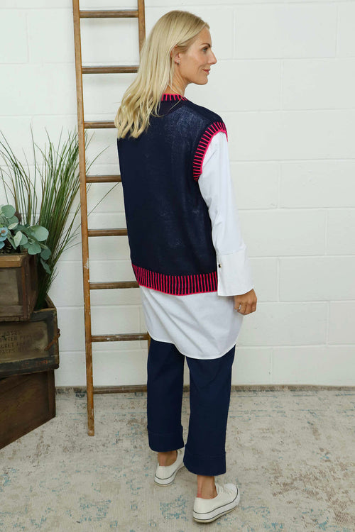 Jovita Fine Knit Tank Top Navy - Image 4