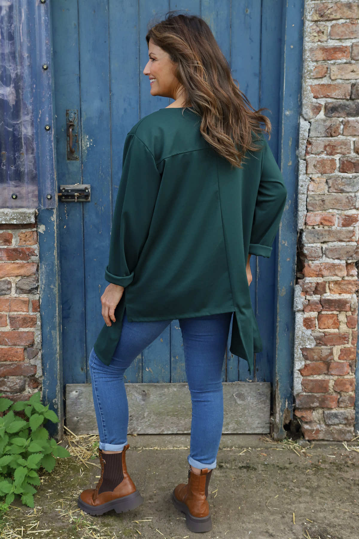 Glenda Asymmetrical Top Bottle Green