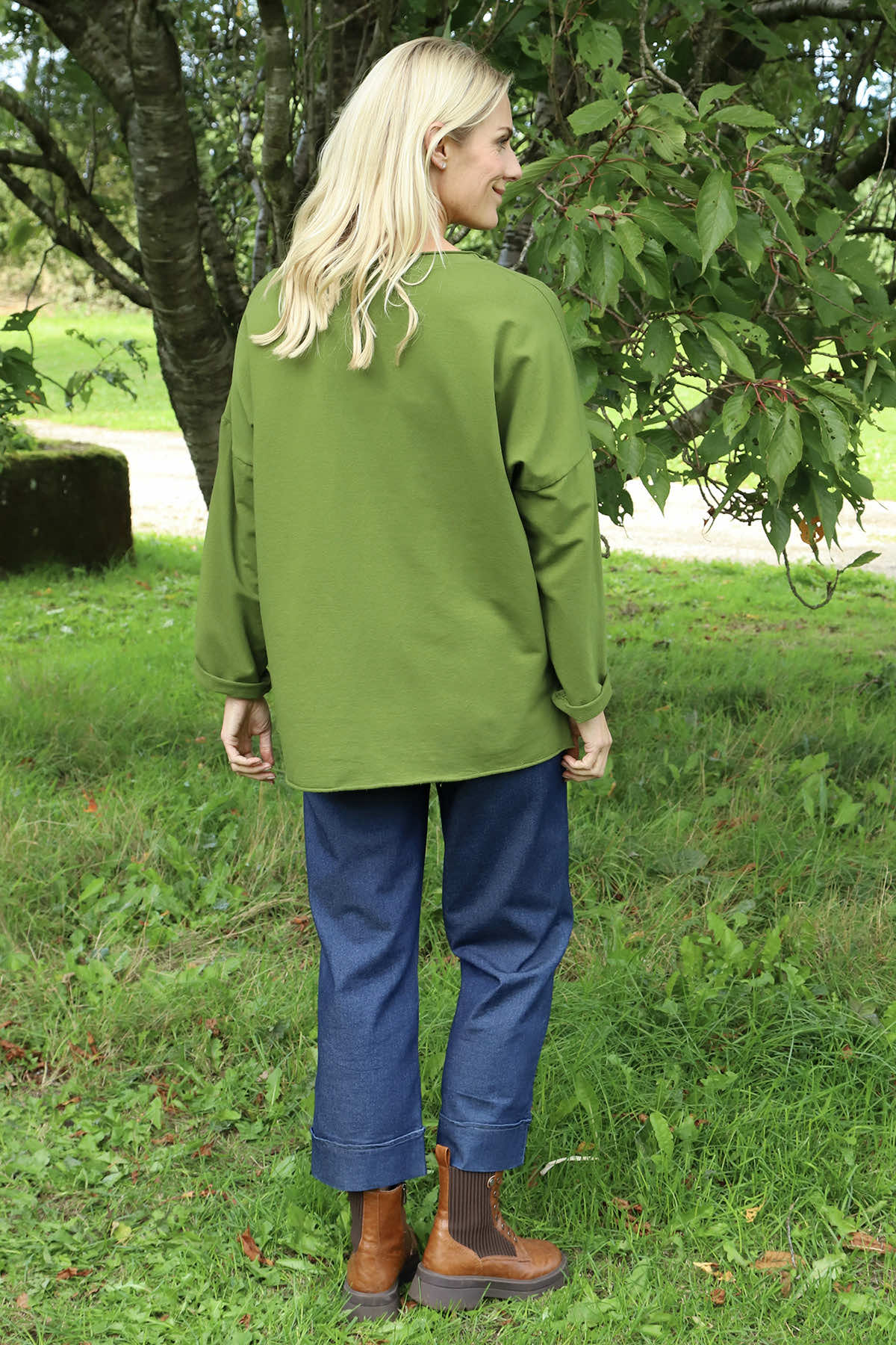 Louise Cord Patch Cotton Top Olive