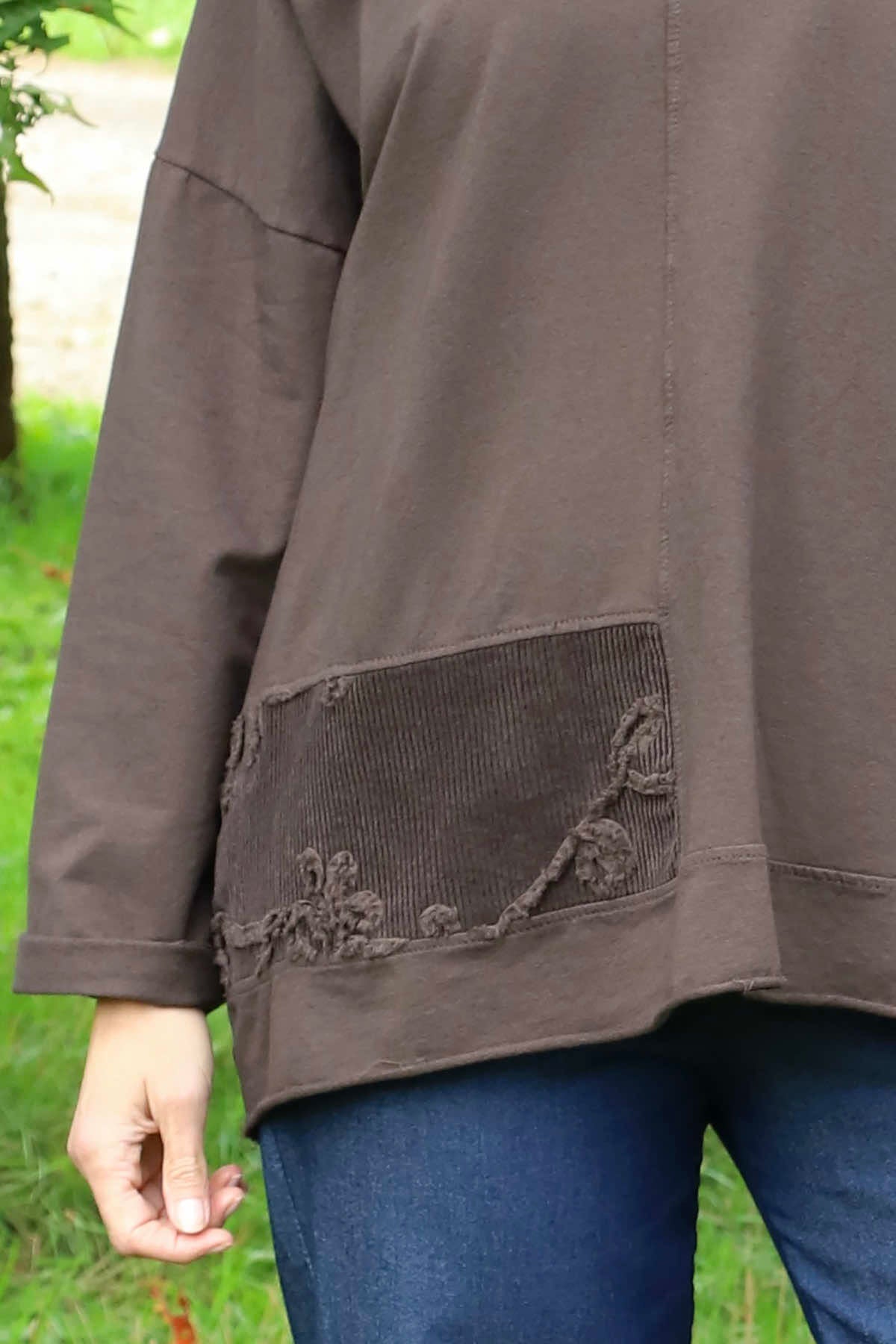 Louise Cord Patch Cotton Top Cocoa