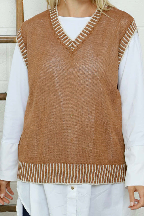 Jovita Fine Knit Tank Top Camel - Image 3