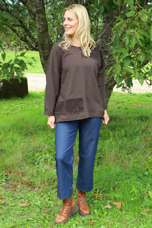 Louise Cord Patch Cotton Top Cocoa