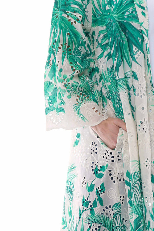 Genova Botanical Button Dress Emerald - Image 3