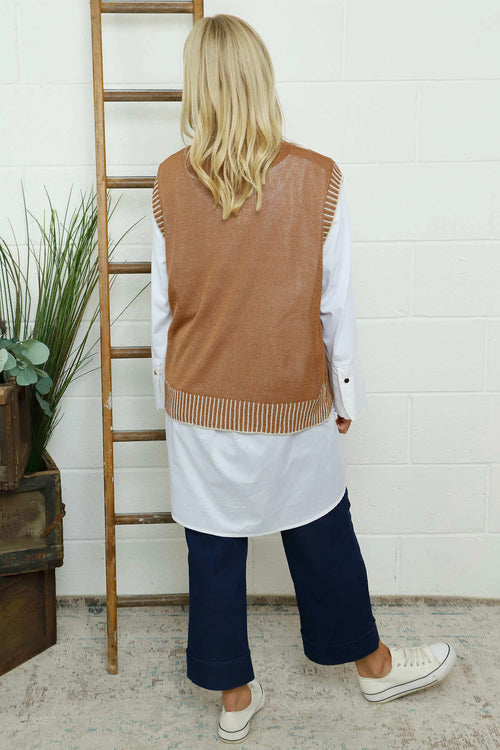 Jovita Fine Knit Tank Top Camel - Image 4