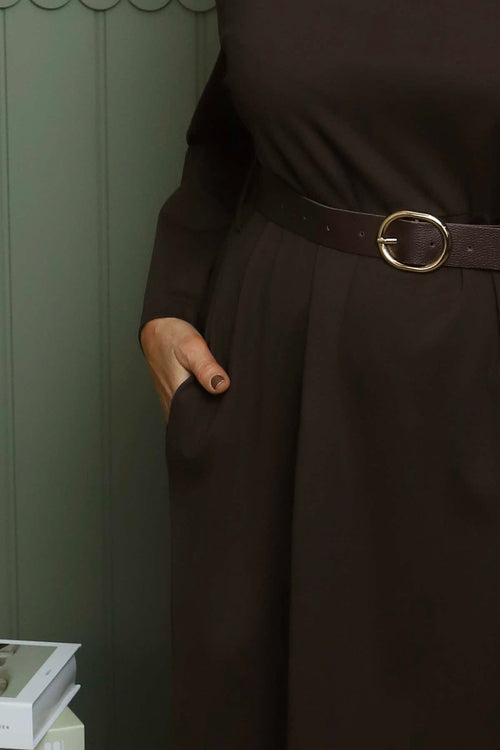 Eudora Belted Dress Cocoa - Image 3