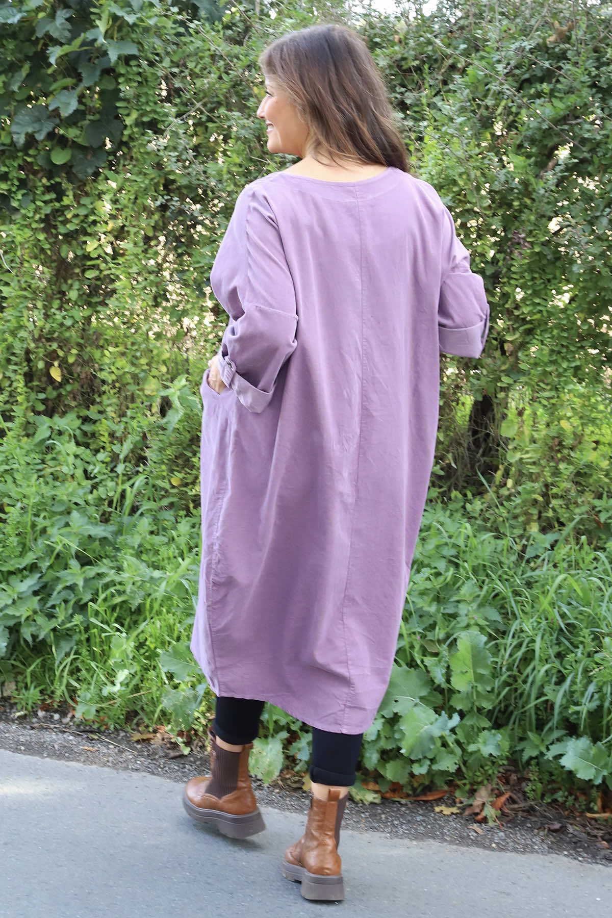 Dinah V-Neck Needlecord Dress Purple