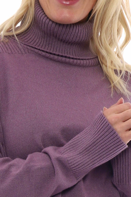Lottie Polo Neck Knitted Jumper Purple - Image 2