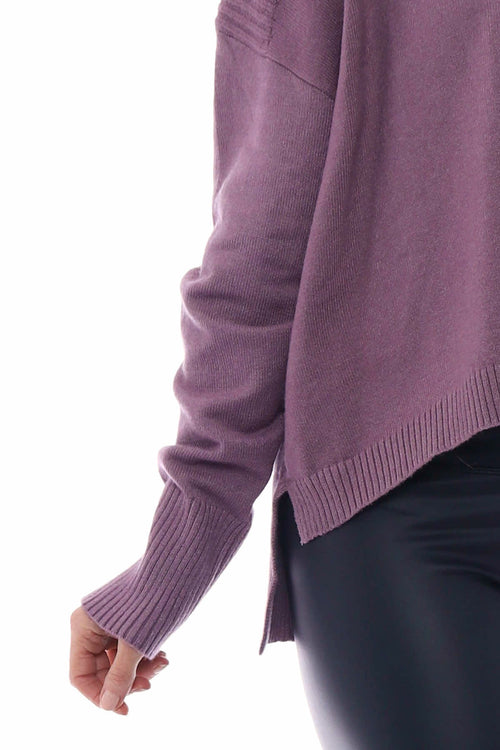 Lottie Polo Neck Knitted Jumper Purple - Image 3