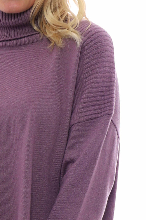 Lottie Polo Neck Knitted Jumper Purple - Image 6
