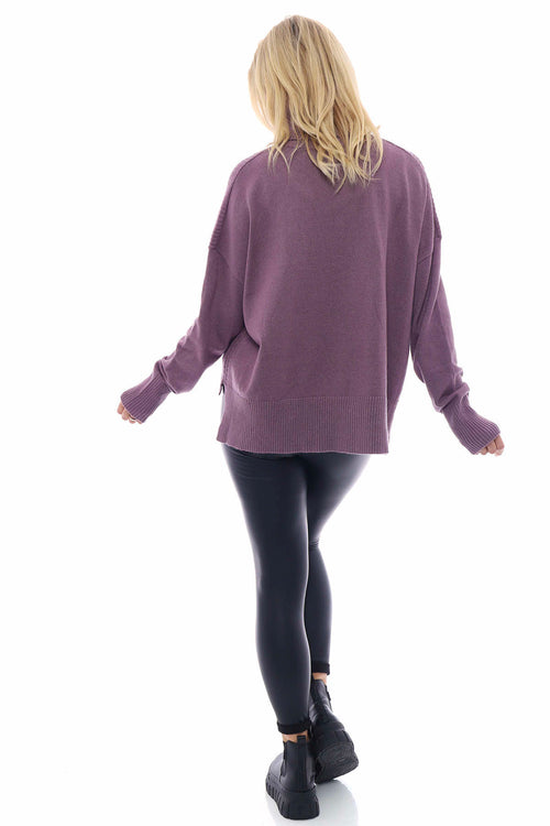 Lottie Polo Neck Knitted Jumper Purple - Image 5