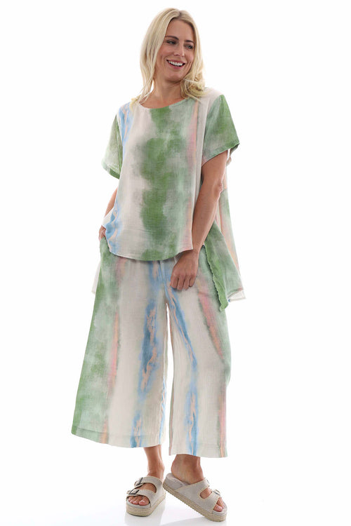 Erin Watercolour Cotton Culottes Khaki