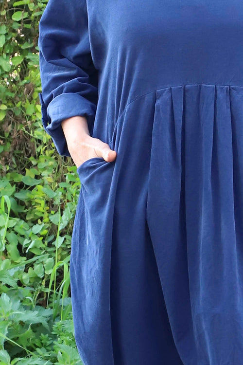 Dinah V-Neck Needlecord Dress Navy - Image 3