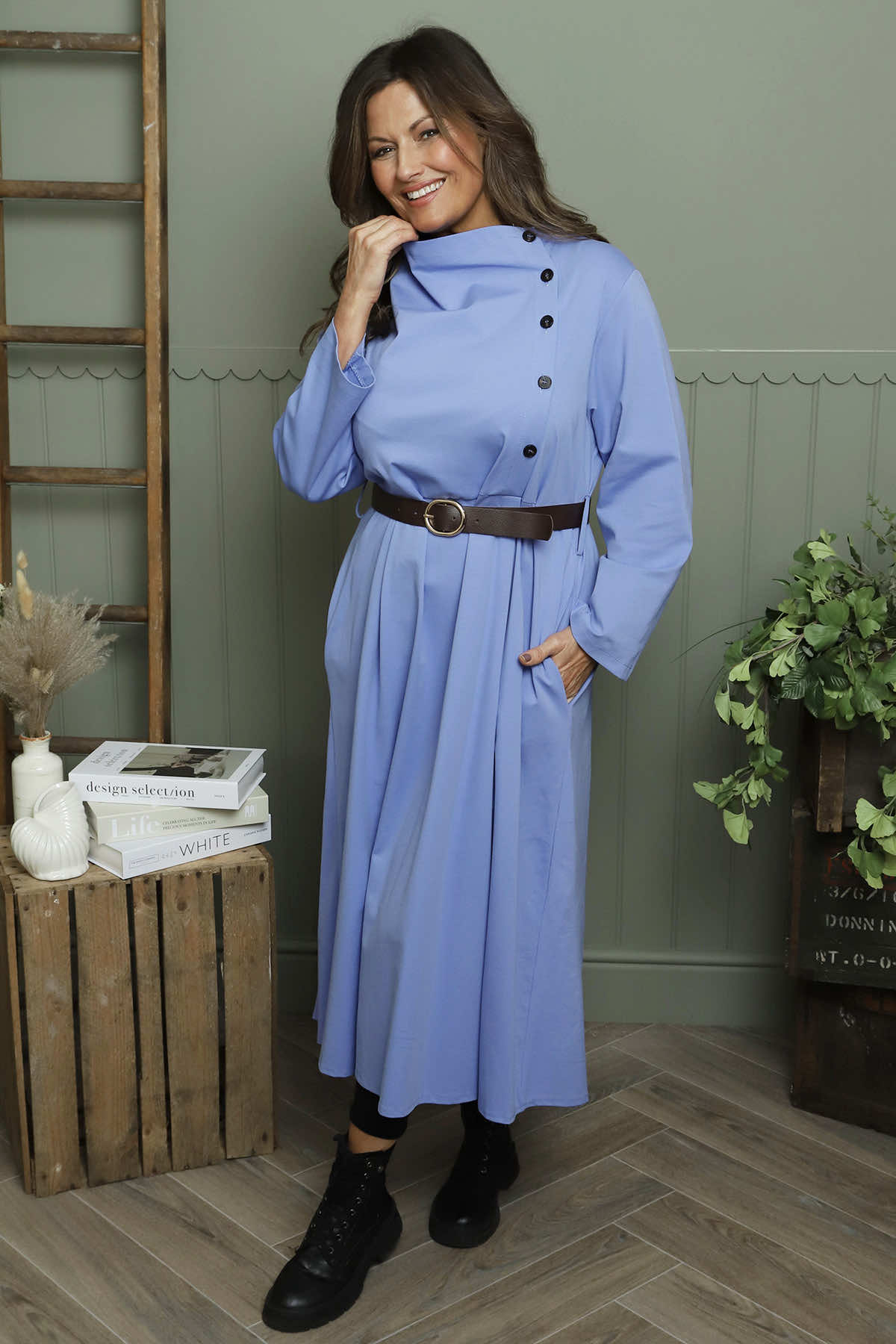 Eudora Belted Dress Powder Blue